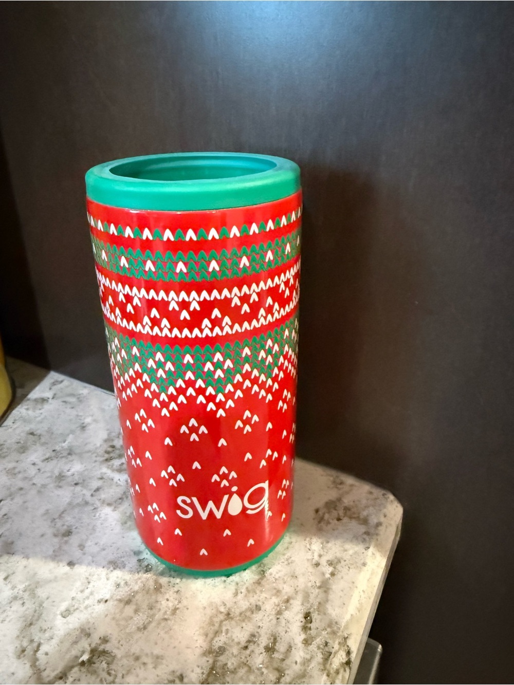 Swig Holiday Red & Green Insulated Slim Can Kozie